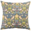 William Morris Strawberry Thief Printed Cushion in Blue