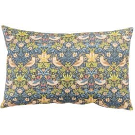 William Morris Strawberry Thief Printed XL Rectangular Cushion in Blue