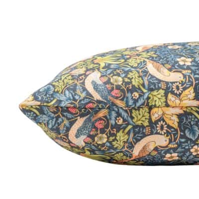 William Morris Strawberry Thief Printed XL Rectangular Cushion in Blue