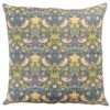 William Morris Strawberry Thief Printed Extra-Large Cushion in Blue
