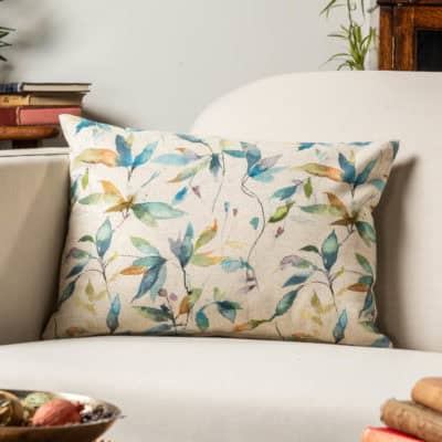 Watercolour Leaves Linen Blend Boudoir Cushion