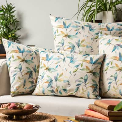 Watercolour Leaves Linen Blend Boudoir Cushion