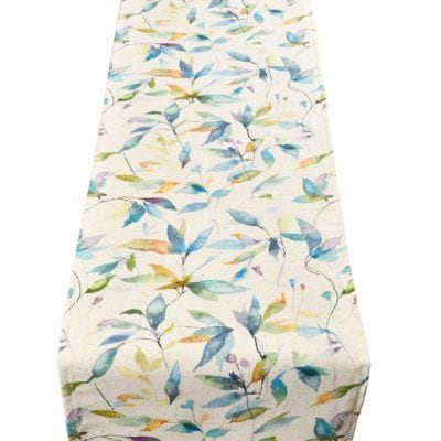 Watercolour Leaves Linen Blend Table Runner