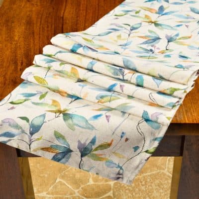 Watercolour Leaves Linen Blend Table Runner