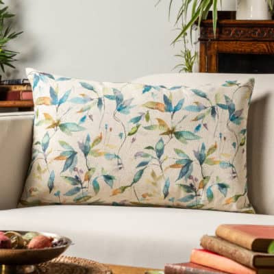 Watercolour Leaves Linen Blend XL Rectangular Cushion