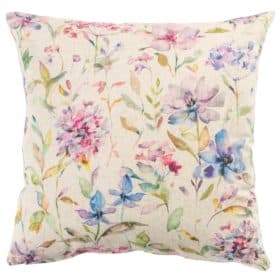 Watercolour Blossom Linen Blend Cushion