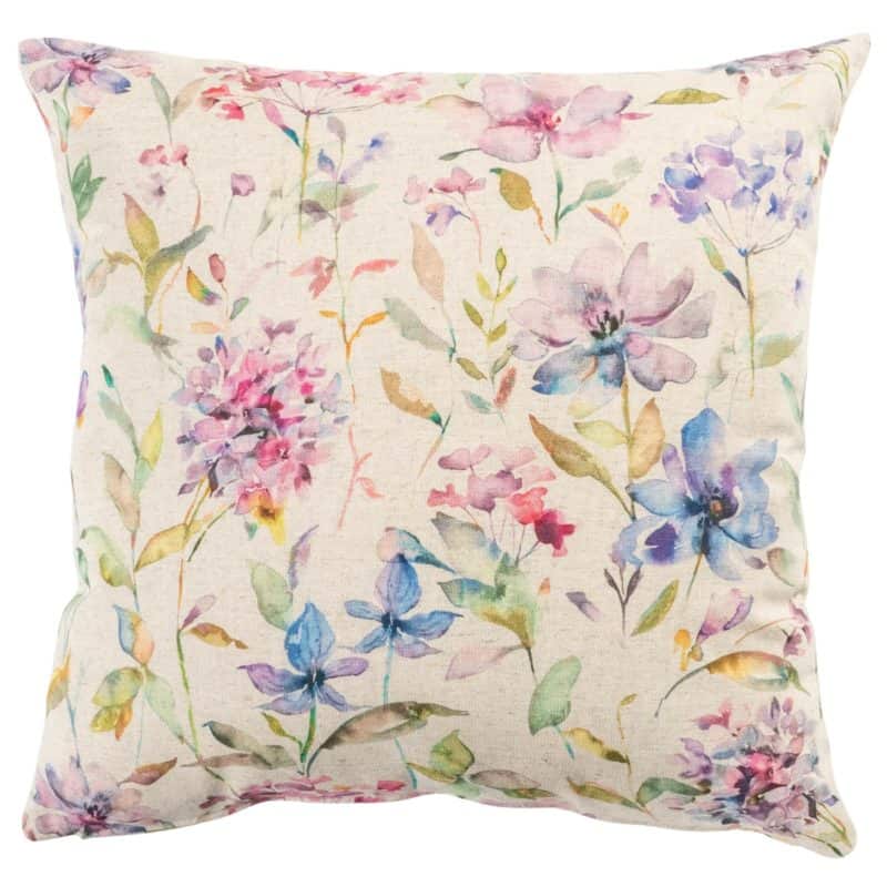 Watercolour Blossom Linen Blend Cushion