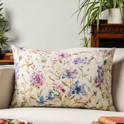 Watercolour Blossom Linen Blend XL Rectangular Cushion