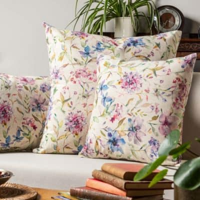 Watercolour Blossom Linen Blend Extra-Large Cushion