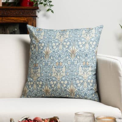 William Morris Snakeshead Cushion in Denim Blue