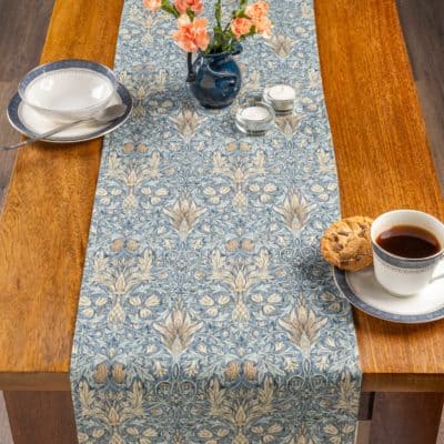 William Morris Snakeshead Table Runner in Denim Blue