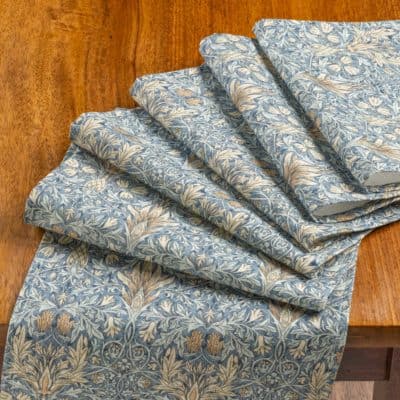 William Morris Snakeshead Table Runner in Denim Blue