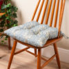 William Morris Snakeshead Tapestry Quilted Seat Pad in Denim Blue