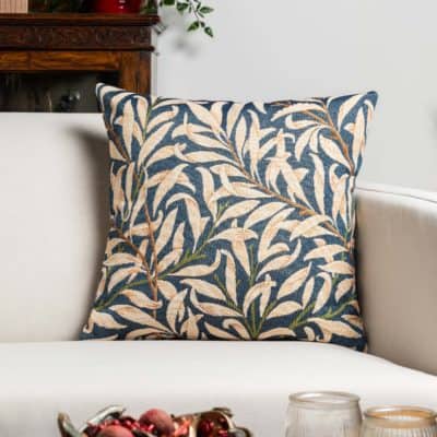 William Morris Willow Bough Tapestry Cushion in Navy