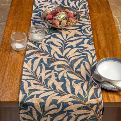 William Morris Willow Bough Tapestry Table Runner in Navy Blue