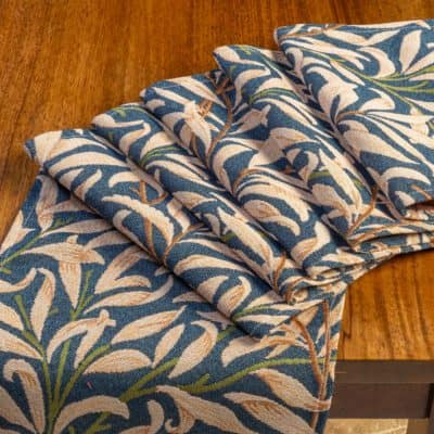 William Morris Willow Bough Tapestry Table Runner in Navy Blue