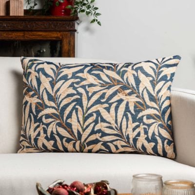 William Morris Willow Bough Tapestry XL Rectangular Cushion in Navy