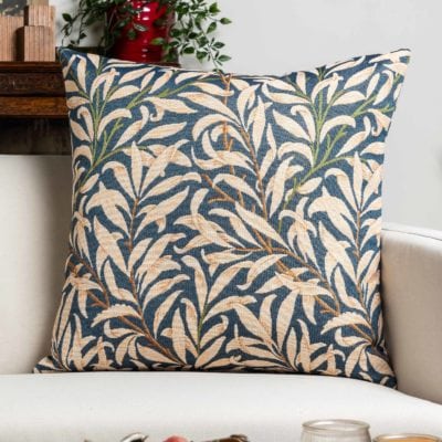 William Morris Willow Bough Tapestry Extra-Large Cushion in Navy