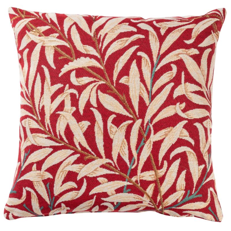 William Morris Willow Bough Tapestry Cushion in Red