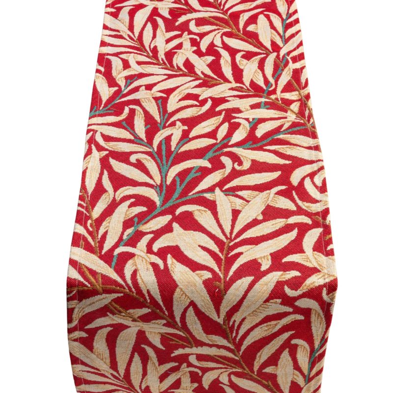 William Morris Willow Bough Tapestry Table Runner in Red