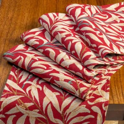William Morris Willow Bough Tapestry Table Runner in Red