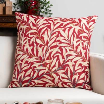 William Morris Willow Bough Tapestry Extra-Large Cushion in Red