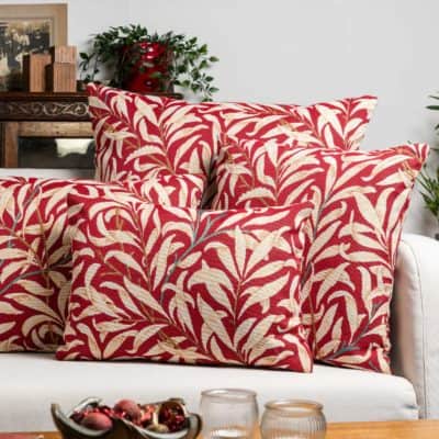 William Morris Willow Bough Tapestry Extra-Large Cushion in Red