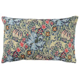 William Morris Golden Lily Tapestry XL Rectangular Cushion in Sapphire Blue