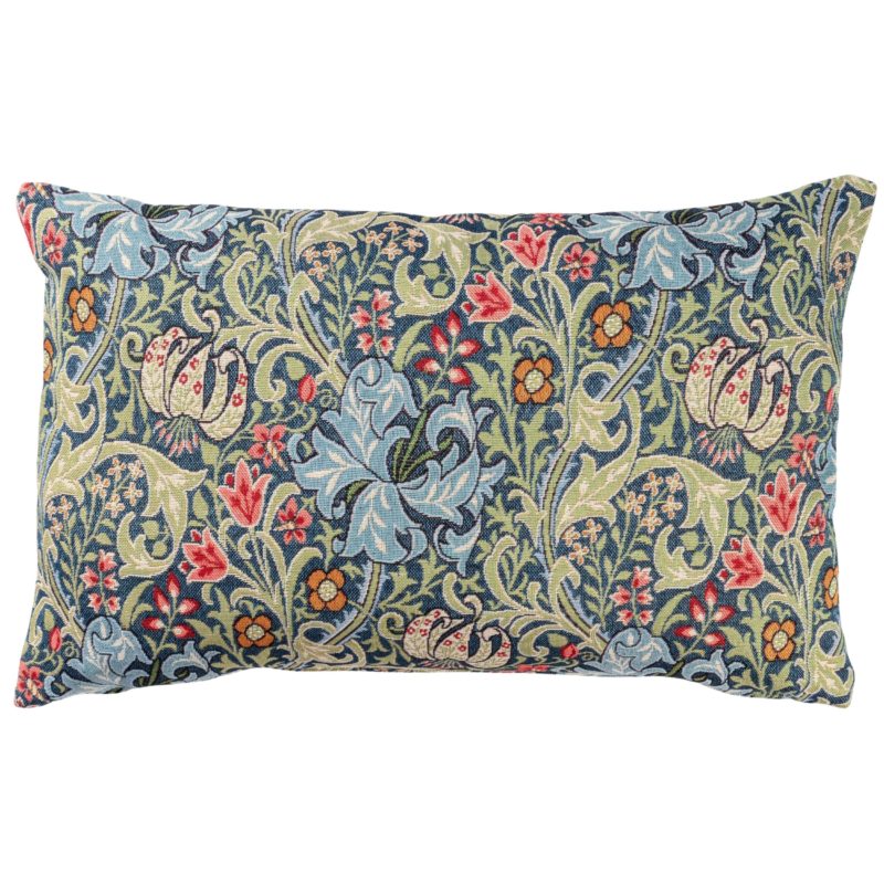 William Morris Golden Lily Tapestry XL Rectangular Cushion in Sapphire Blue