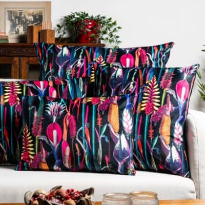 Midnight Garden Velvet Boudoir Cushion
