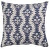 Scalloped Floral Block Print Cushion in Indigo Blue