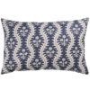 Scalloped Floral Block Print XL Rectangular Cushion in Indigo Blue