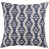 Scalloped Floral Block Print Extra-Large Cushion in Indigo Blue