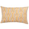 Scalloped Floral Block Print XL Rectangular Cushion in Ochre Yellow