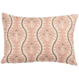 Scalloped Floral Block Print Boudoir Cushion in Blush Pink