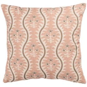 Scalloped Floral Block Print Cushion in Blush Pink