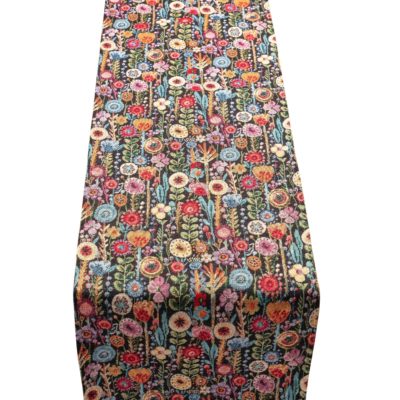 Secret Garden Tapestry Table Runner in Midnight Black