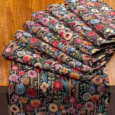 Secret Garden Tapestry Table Runner in Midnight Black