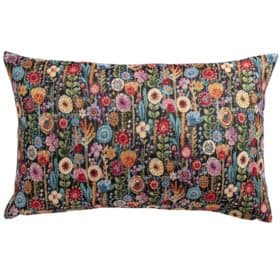 Secret Garden Tapestry XL Rectangular Cushion in Midnight Black