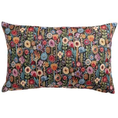 Secret Garden Tapestry XL Rectangular Cushion in Midnight Black