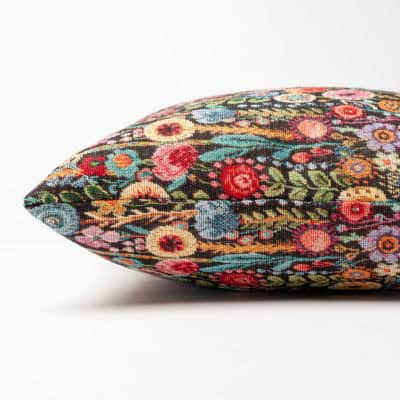 Secret Garden Tapestry XL Rectangular Cushion in Midnight Black