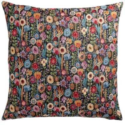 Secret Garden Tapestry Extra-Large Cushion in Midnight Black