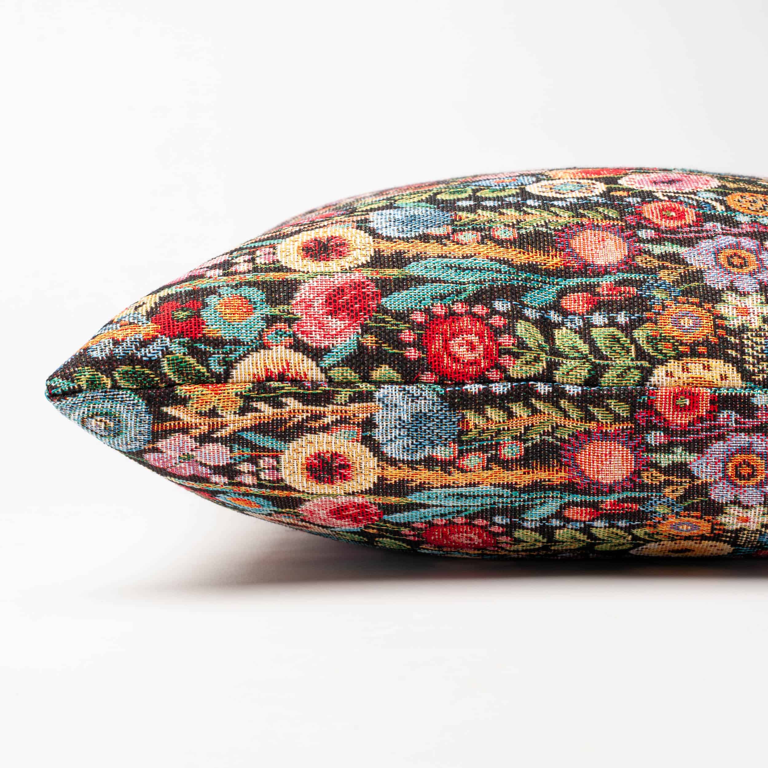 Secret Garden Tapestry Extra-Large Cushion in Midnight Black