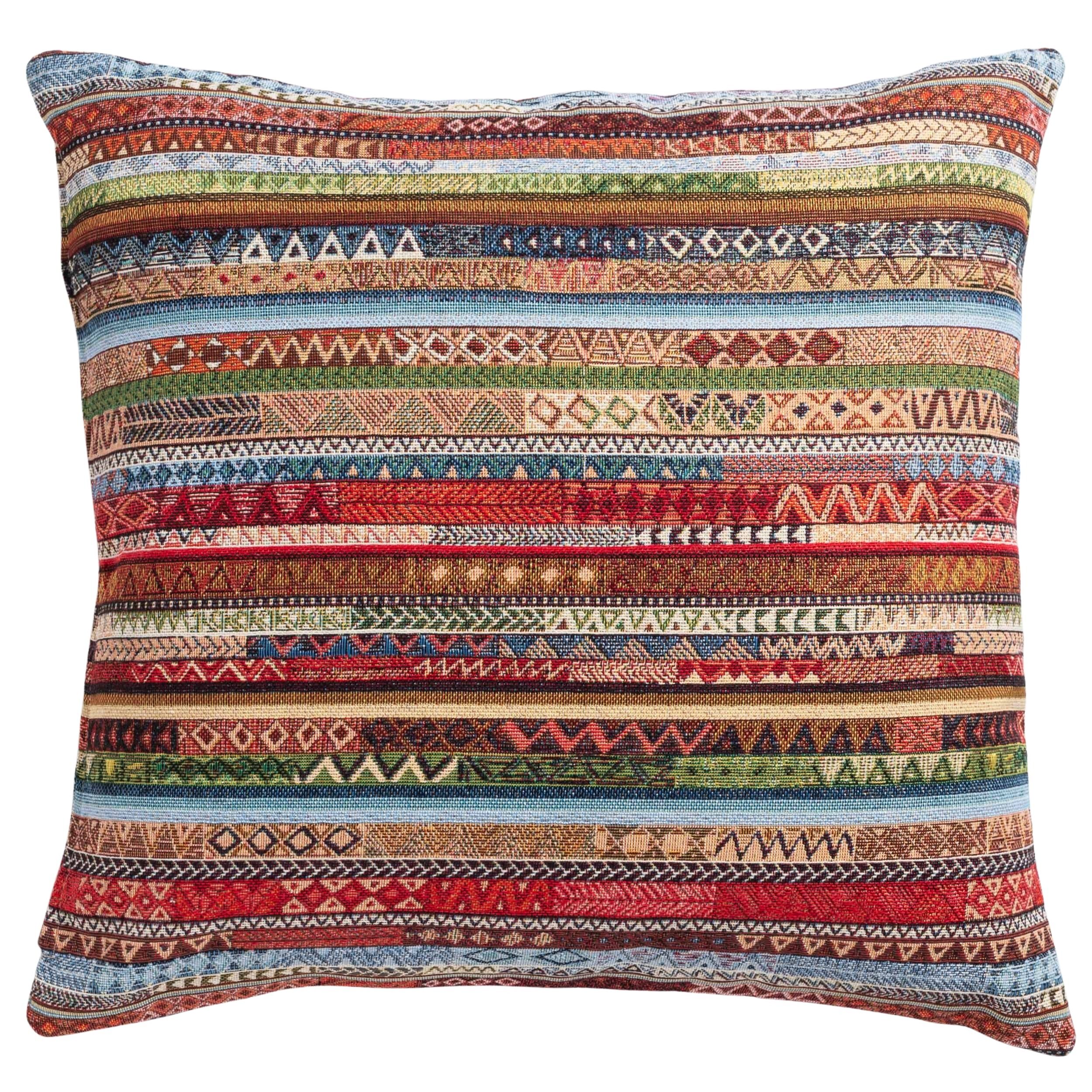 Meridian Stripe Tapestry Cushion in Spice