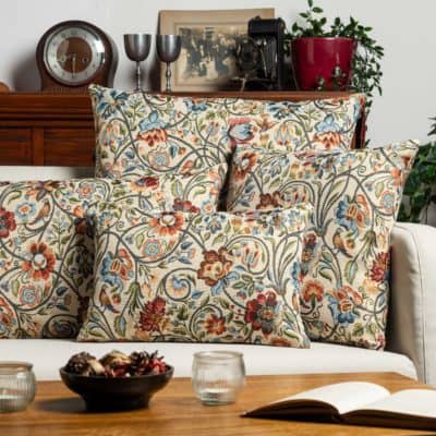 Jacobean Garden Tapestry Boudoir Cushion in Jewel