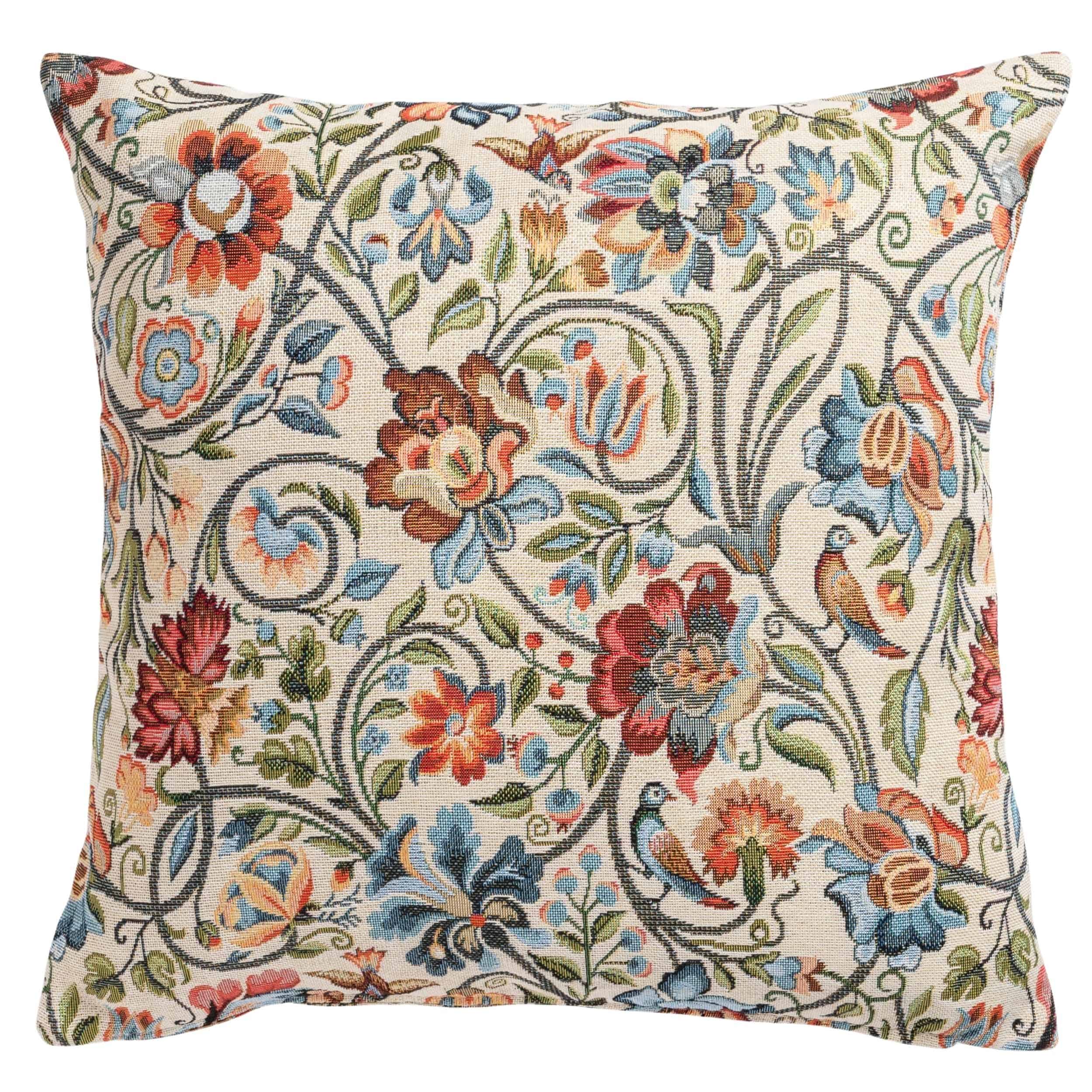 Jacobean Garden Tapestry Cushion in Jewel
