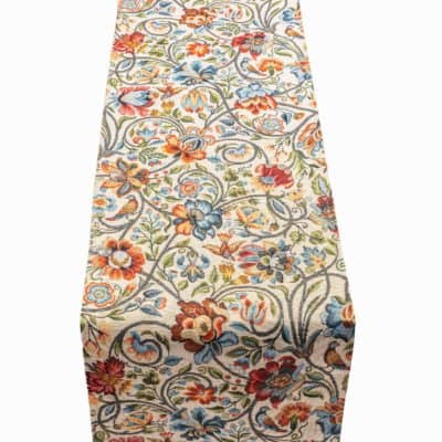 Jacobean Garden Tapestry Table Runner in Jewel