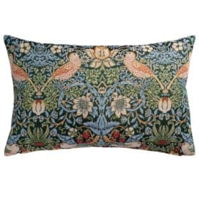 William Morris Strawberry Thief Tapestry XL Rectangular Cushion in Green