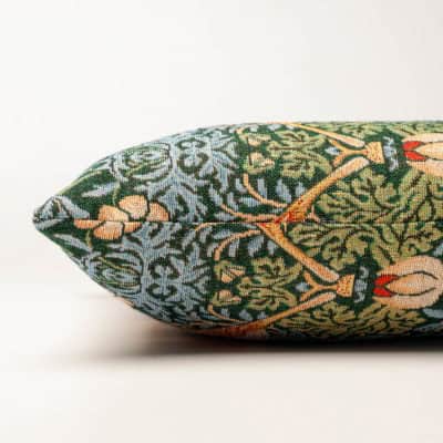 William Morris Strawberry Thief Tapestry XL Rectangular Cushion in Green