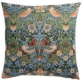 William Morris Strawberry Thief Tapestry Extra-Large Cushion in Green